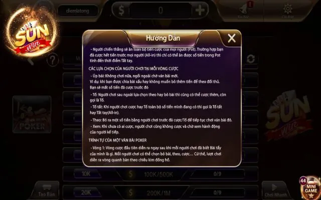 Poker Sunwin - Game Bài Đổi Thưởng Chơi Là Mê 3 5 lựa chọn trong một vòng cược tại poker Sunwin