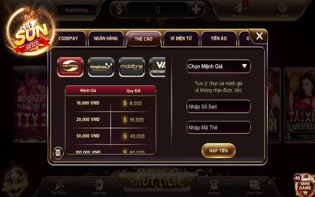 Nạp Rút Sunwin - Cách Giao Dịch Nhanh Chóng Tại Website 3 Hướng dẫn nạp tiền Sunwin bằng thẻ cào điện thoại