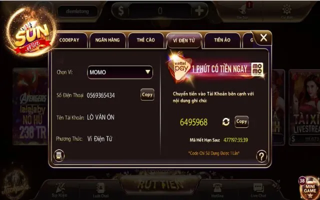 Nạp Rút Sunwin - Cách Giao Dịch Nhanh Chóng Tại Website 4 Hướng dẫn nạp tiền Sunwin bằng ví điện tử